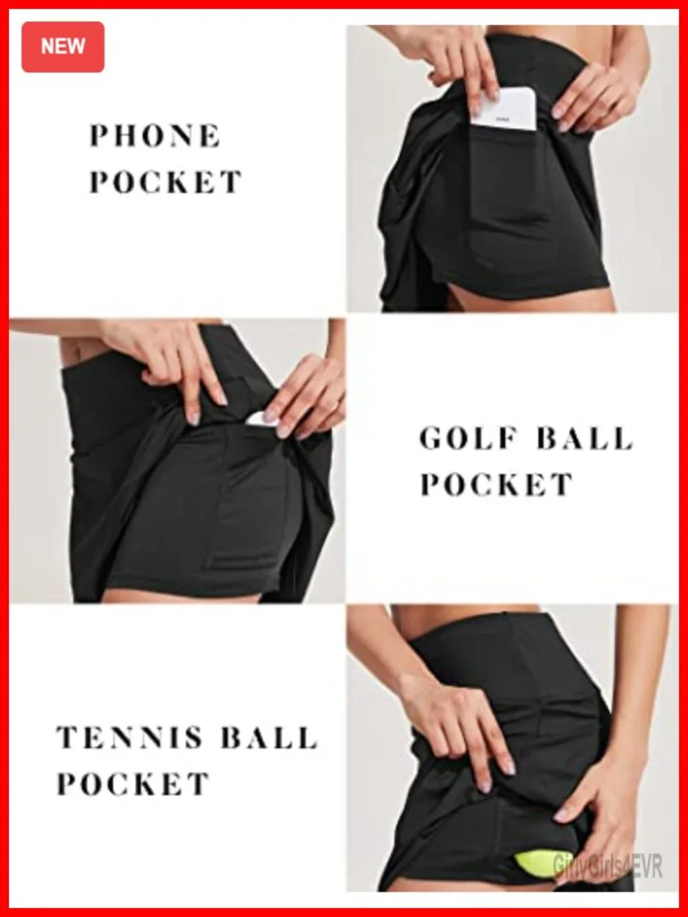 High Waist Pleated Golf Skort with Built-in Shorts and Pockets